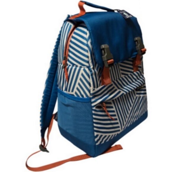 CleverMade Insulated 18 Can Leakproof Blue Stripe Cooler Backpack  - NWT - Picture 3 of 11
